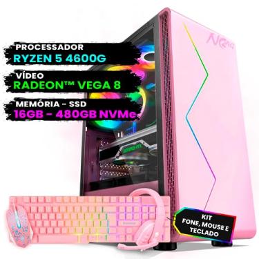 PC Gamer Completo Mancer, AMD Ryzen 5 4600G, 16GB DDR4, SSD 480GB + Monitor  21 + Cadeira Gamer