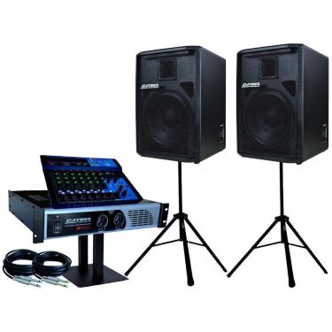 Imagem de Kit Caixas Som Passiva 12P 500W Tripé Mesa Datrel Potência