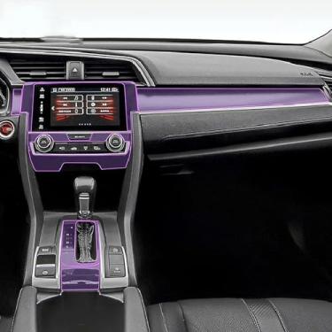 Imagem de NBHB Filme interior do carro Painel de instrumentos Shift console central Anti-risco transparente TPU PPF Filme, para Honda Civic 2016-2020