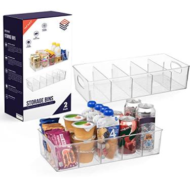 Imagem de Organizador de despensa ClearSpace de plástico com divisórias removíveis – Perfeitos para organização e armazenamento na cozinha – Caixas organizadoras de geladeira e armário, 2 unidades GG