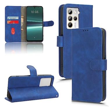 Imagem de Estojos protetores flip Compatível com capa HTC U23 Pro com porta-cartões, capa flip em couro PU carteira para telefone com alça de pulso e capa protetora à prova de choque Capa da Caixa (Color : Blu