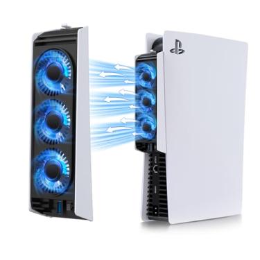 Imagem de Ventoinha de Refrigeração PS5, IINE Quiet Cooler com Luz LED/Sensor de Temperatura Automático/Concentradores USB3.0, Acessórios de Refrigeração Compatíveis com PS5 Edição Digital ou Edição com Discos