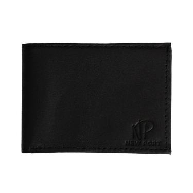 Imagem de Carteira Masculina Couro Slim Pequena Luxo Preta