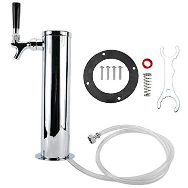 Imagem de LuckyHigh Torre de cerveja de pressão de torneira única, torre Kegerator de cerveja polida de aço inoxidável com coluna de 7,6 cm para fabricação caseira