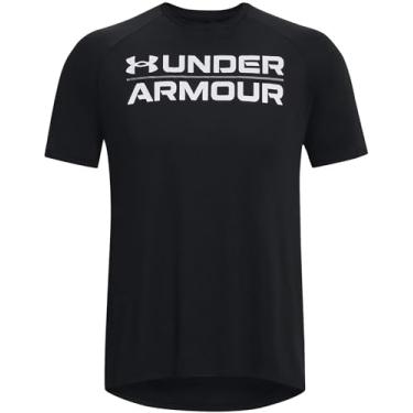 Imagem de Under Armour Camiseta masculina de manga curta com estampa Velocity, Preto noturno., G