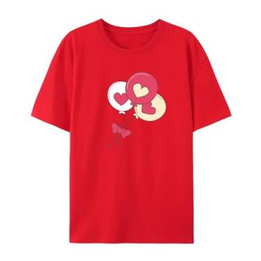 Imagem de Camiseta Love Graphics para homens e mulheres com estampa engraçada de balão para amigos amor, Vermelho, M