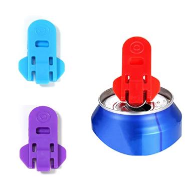 Imagem de Abridor de latas manual fácil, pacote com 3 abridores de latas de refrigerante colorido e protetor de tampa de lata de bebidas, protetores de plástico premium para pop, coca, cerveja, refrigerante, bebida de alumínio