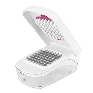 Imagem de OUKENS Cortador multifuncional de vegetais com recipiente, cortador manual de alimentos para tiras de batata, cubos de cebola, palitos de cenoura, utensílios essenciais de cozinha (branco)