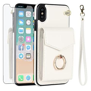 Imagem de Asuwish Capa de telefone para iPhone Xs X 10 10s capa carteira com protetor de tela de vidro temperado e anel de bloqueio de RFID, suporte de cartão, celular iPhoneX, iPhoneXs, iPhone10 i, PhoneX SX