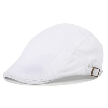 Imagem de Namzi Boné masculino de algodão Ivy Gatsby Newsboy Hunting Boina masculina (branco), Branco, 0