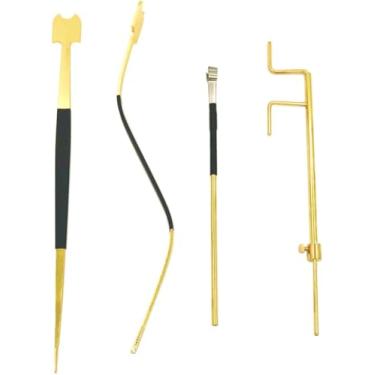 Imagem de TUOREN Conjunto de 4 peças de ferramentas de som de violoncelo inclui conjunto de postes estilo S reto, medidor de som e clipe de recuperação, kit de ferramentas de reparo de instalação Luthier