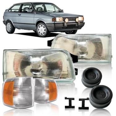 Imagem de Par Farol Gol Parati Saveiro 91 à 95 Quadrado + Piscas Cristal