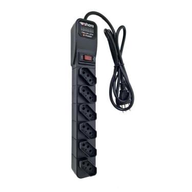 Imagem de Filtro de Linha + Protetor TS Shara, 6 Tomadas, Bivolt, Preto - 554