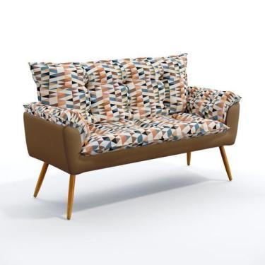 Imagem de Poltrona Namoradeira Decorativa Estofada Opala Sued Estampado Laranja 