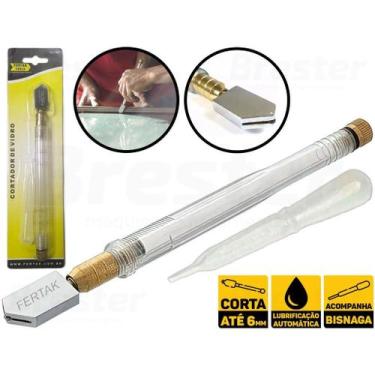Imagem de Cortador De Vidro e Espelho Corta Vidros Até 6mm Com Bisnaga de Marca 