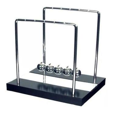 Imagem de Pêndulo Newton Luxo - Preto  Metal Madeira Espelhado Grande - RED Virt