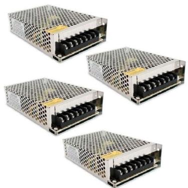Imagem de Kit 4 Fonte Chaveada 12V 10A 120W Para Cftv Fita Led Som - Hamy