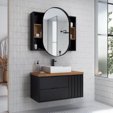 Imagem de Gabinete de Banheiro Com Cuba 100% MDF MONTADO Bianca 90cm - Darabas A