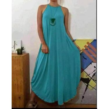 Imagem de Vestido saruel barra arredondado - Reginaconfeccao, Azul turquesa, G