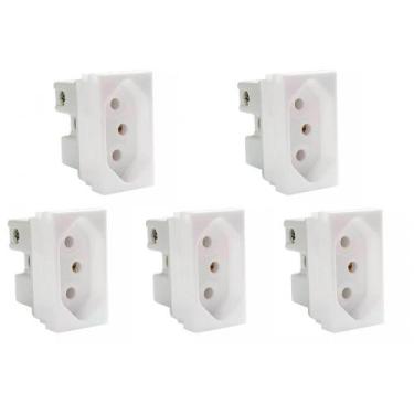 Imagem de Kit C/5 - Modulo Steck Linha Stella 1 Tomada 20A. Branco ..., Branco