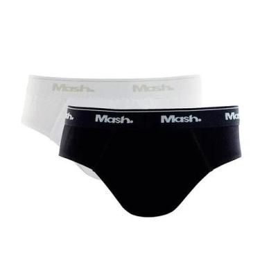 Imagem de Kit com 2 Cuecas Slip Mash Infantil 113.04 Preto/Branco, Branco, Preto