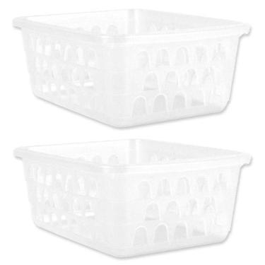 Imagem de Kit 2 Cestos Multiuso Organizador Médio Transparente 20x15x6 - 123 Org