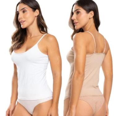 Imagem de Kit 2 Regata Feminina Segunda Pele Alça Fina Conforto Camiseta Não Mar
