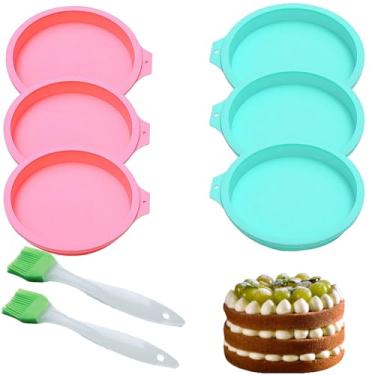 Imagem de 6 moldes redondos de silicone para fritadeira a ar, moldes de ovos de fritadeira a ar de 10 cm para tampas de muffin, torradas, hambúrguer, acessórios antiaderentes para fritadeira a ar, com 2 peças