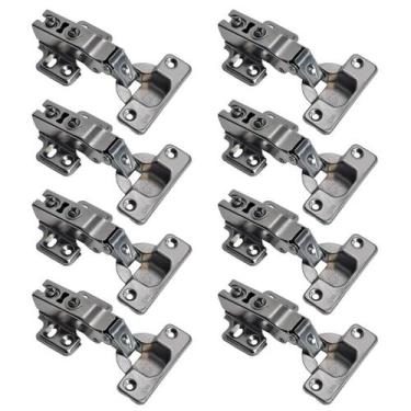 Imagem de Kit 8 Dobradiças 35Mm Reta Pistão Amortecedor Calço Slide On - XF