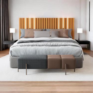 Imagem de Cabeceira Casal-queen Maracá Nature Com Leds Jb Móveis