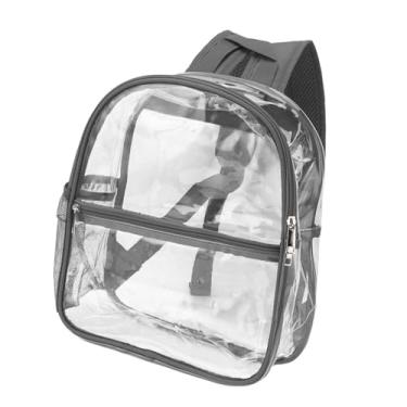 Imagem de Mochila Transparente de PVC, Bolsa Transparente Portátil de Alta Capacidade à Prova D'água Com Zíper para Escola (Cinza)