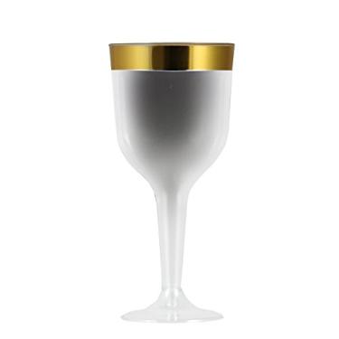 Imagem de Maryland Vidro de plástico Regal - 283 g | Transparente/dourado | Pacote com 6 taças de vinho, 283 g