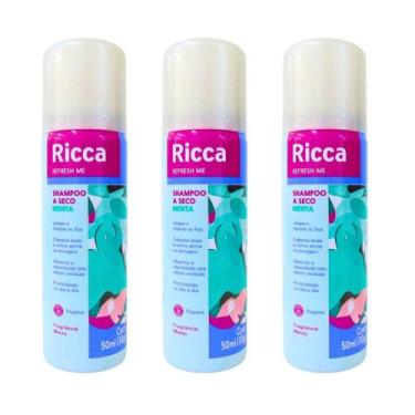 Imagem de Shampoo A Seco Ricca Refresh Me Menta C/3 50ml - BELLIZ COMPANY
