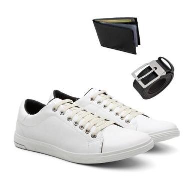 Imagem de Kit Sapatênis Masculino + Carteira + Cinto Liso Casual - Kreeper, Bran