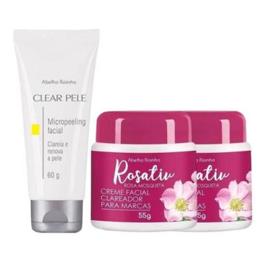 Imagem de 1 Micropeeling Facial Clear Pele + 2 Creme Facial Clareador De Marcas 