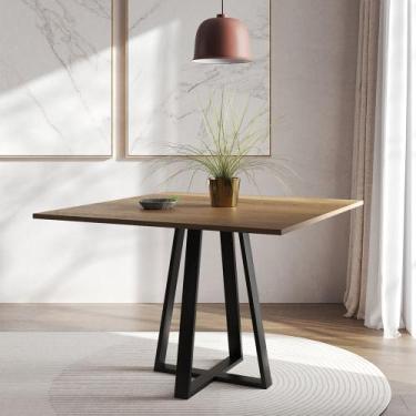 Imagem de Mesa de Jantar Mônaco 110cm Tampo Imbuia Pés Preto - NEW GREEN, MARROM