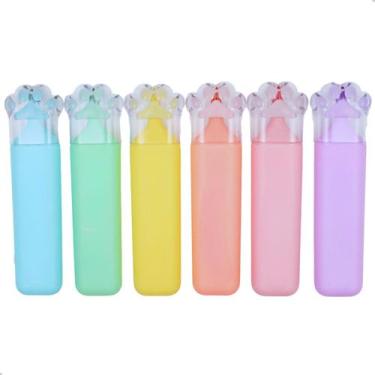 Imagem de 6 Canetas Marca Texto Cute Patinha Gato Cor Pastel Escolar - KNIMP