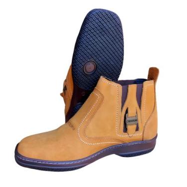 Imagem de Botina Cor Amarelo Castor Mostarda Bota social Couro Nobuck Estilo Sap