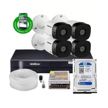 Imagem de Kit Cftv 4 Câmeras 1120B Bullet 720P Dvr 8 Canais Intelbras Mhdx + Hd 