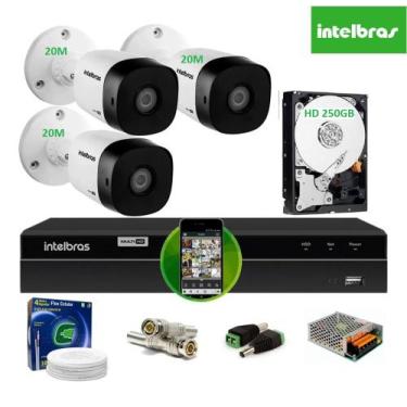 Imagem de Kit Intelbras 3 Cam G4 Dvr 4ch Mhdx H.265 Com Hd 250giga