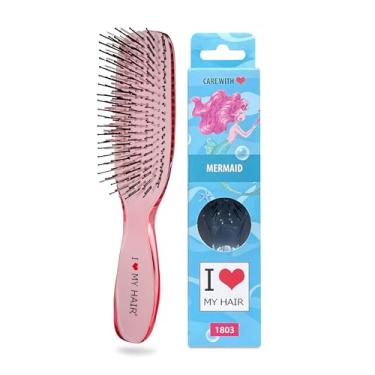 Imagem de Escova desembaraçadora I Love My Hair - para todos os tipos de cabelo - cabelo molhado ou seco - série sereia - tamanho médio - rosa
