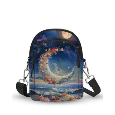 Imagem de NOXOZNMOK Bolsas pequenas transversais femininas casuais para celular, bolsas transversais leves modernas com alça ajustável, Azul claro, Casual