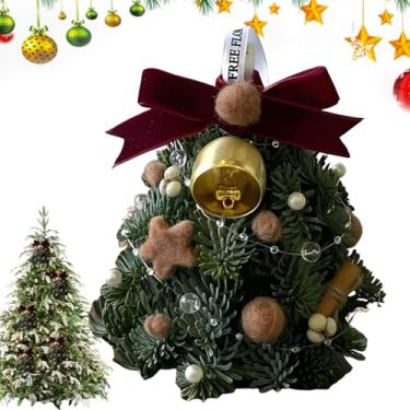 Imagem de Árvore de Natal de mesa pequena,Árvore de Natal de mesa pequena, Ornamentos para centros de mesa à prova d'água, Árvore de Natal artificial de mesa pequena com sino para família, amigos e colegas