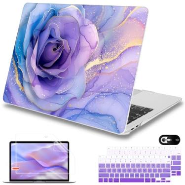 Imagem de Mektron Capa para MacBook Air 33.0 cm M1 A2337 A2179 A1932, capa rígida 2018-2021 Air 33.0 cm com Touch ID, capa protetora exclusivamente projetada com película de teclado + protetor de tela, mármore
