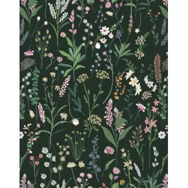 Imagem de Forro de prateleira adesivo, forro de gaveta de cômoda, papel de contato floral texturizado para armários, forro de gaveta decorativo de filme de vinil para adesivo de cômoda de quarto (verde escuro,