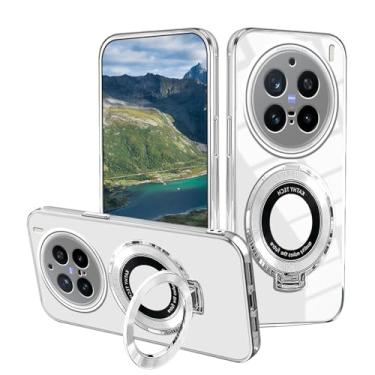 Imagem de Wousunly Capa compatível com vivo X200 Pro com suporte magnético, capas de telefone para vivo X200 Pro, acessórios transparentes de silicone, capa protetora original de luxo à prova de choque (prata)