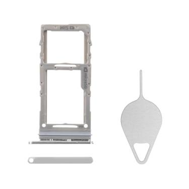 Imagem de BESJMYT Substituição para bandeja de cartão SIM Samsung Galaxy S20 Ultra 5G (versão SIM único) Adaptador de suporte para compartimento de cartão branco nuvem com ejetor de agulha para S20 Ultra 5G