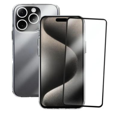 Imagem de Kit Proteção Compatível iPhone 15 Pro Max, Capinha Clear Case Space Transparente com Película de Vidro 3D