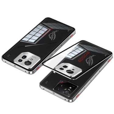 Imagem de QUIETIP Capa compatível com ROG Phone 9 e 9 Pro 5G com protetor de tela, moldura de metal + capa traseira de vidro temperado transparente, prata
