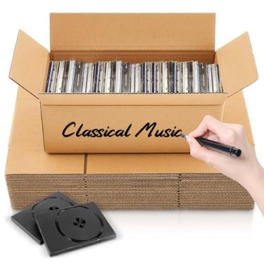 Imagem de Gilprop Caixa de armazenamento de CD DVD de papelão com 15 unidades de 40 cm C x 18 cm L x 15 cm A (para DVDs em caixa), pode armazenar quase 27 DVDs, armazenamento de capa de quadrinhos, suporte de